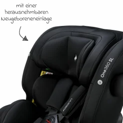 Reboarder-Kindersitz One 360 SL i-Size drehbar ab Geburt - 12 Jahre (40 cm - 150 cm) inkl. Isofix-Basis mit Stützfuß - All Black
