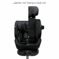 Reboarder-Kindersitz One 360 SL i-Size drehbar ab Geburt - 12 Jahre (40 cm - 150 cm) inkl. Isofix-Basis mit Stützfuß - All Black