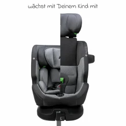 Reboarder-Kindersitz One 360 SL i-Size drehbar ab Geburt - 12 Jahre (40 cm - 150 cm) inkl. Isofix-Basis mit Stützfuß - Universe Grey
