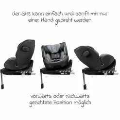 Reboarder-Kindersitz One 360 SL i-Size drehbar ab Geburt - 12 Jahre (40 cm - 150 cm) inkl. Isofix-Basis mit Stützfuß - Universe Grey