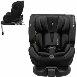 Reboarder-Kindersitz One 360 SL mini drehbar ab Geburt - 4 Jahre (40 cm - 105 cm) mit Sitzverkleinerer inkl. Isofix-Basis - All Black - Kollektion 2025