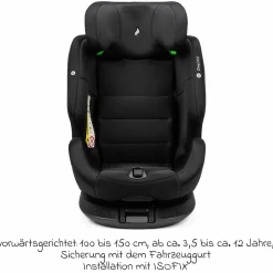 Reboarder-Kindersitz One360 i-Size ab Geburt - 12 Jahre (40 cm - 150 cm) 360° drehbar mit Isofix-Basis & Top-Tether - All Black - Kollektion 2025