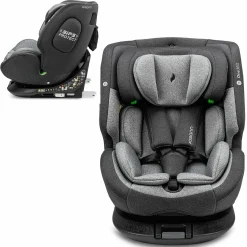 Reboarder-Kindersitz One360 i-Size ab Geburt - 12 Jahre (40 cm - 150 cm) 360° drehbar mit Isofix-Basis & Top-Tether - Universe Grey - Kollektion 2025