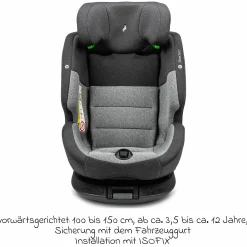 Reboarder-Kindersitz One360 i-Size ab Geburt - 12 Jahre (40 cm - 150 cm) 360° drehbar mit Isofix-Basis & Top-Tether - Universe Grey - Kollektion 2025