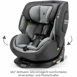 Reboarder-Kindersitz One360 i-Size ab Geburt - 12 Jahre (40 cm - 150 cm) 360° drehbar mit Isofix-Basis & Top-Tether - Universe Grey - Kollektion 2025