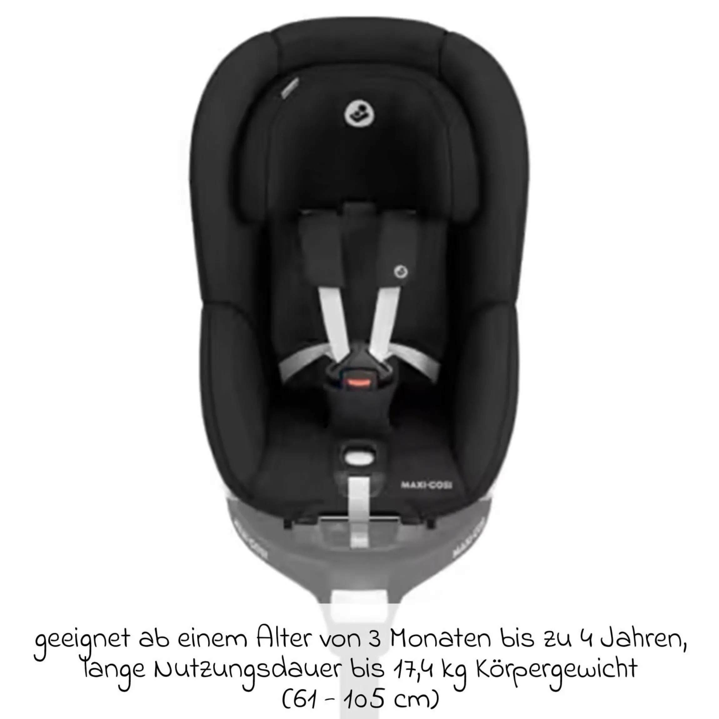 Reboarder-Kindersitz Pearl 360 ab 3 Monate - 4 Jahre (61 cm - 105 cm) 0-17,4 kg drehbar mit G-Cell-Seitenaufprallschutz - Authentic Black - Kollektion 2025