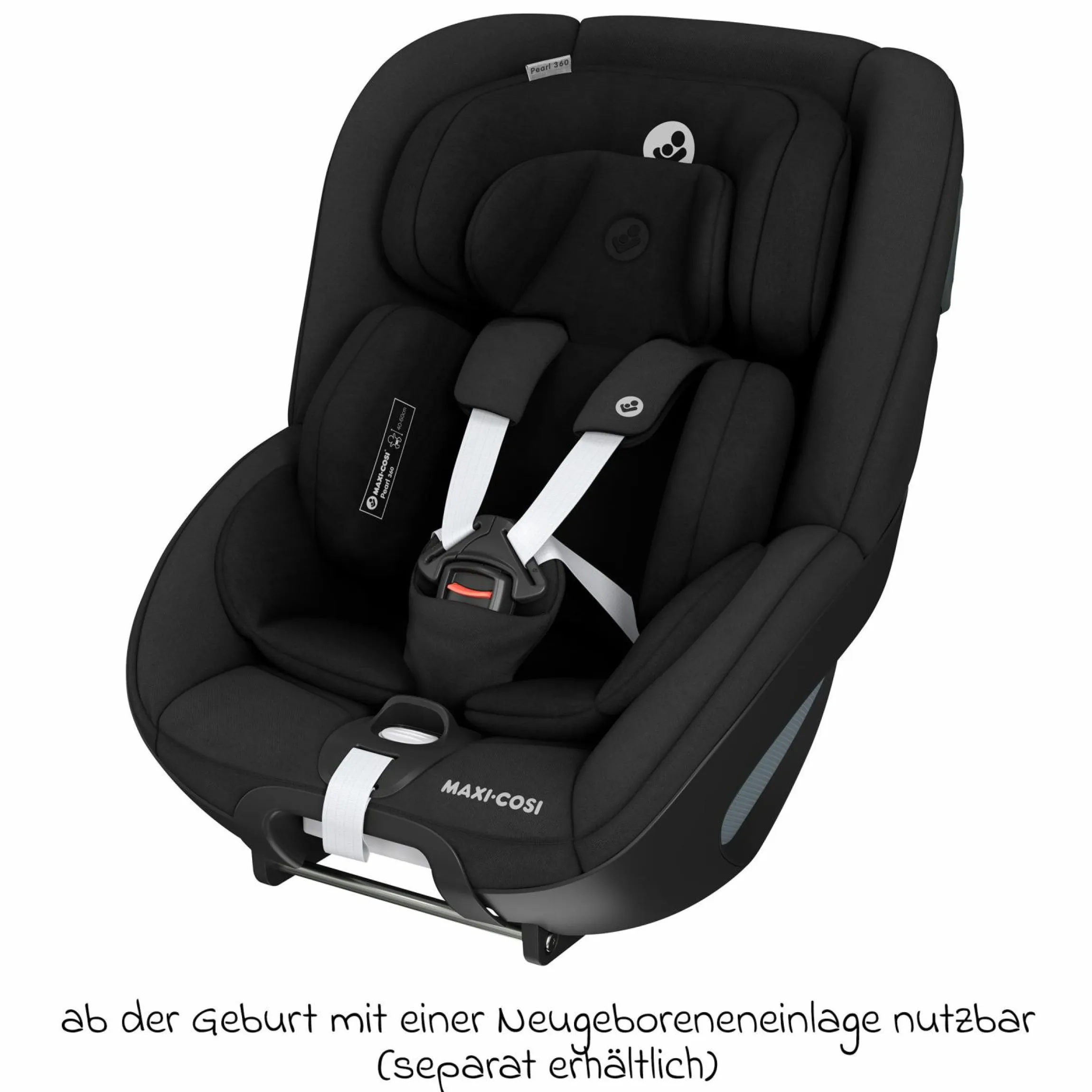 Reboarder-Kindersitz Pearl 360 ab 3 Monate - 4 Jahre (61 cm - 105 cm) 0-17,4 kg drehbar mit G-Cell-Seitenaufprallschutz - Authentic Black - Kollektion 2025