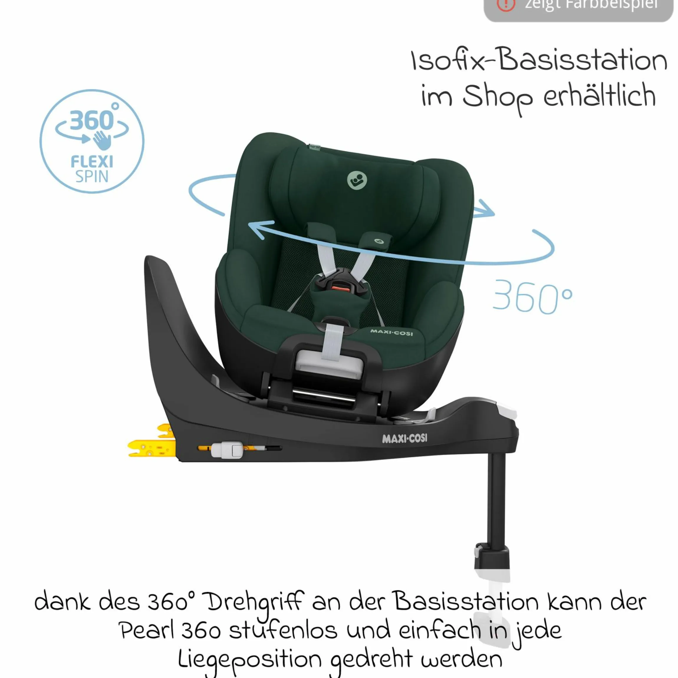 Reboarder-Kindersitz Pearl 360 ab 3 Monate - 4 Jahre (61 cm - 105 cm) 0-17,4 kg drehbar mit G-Cell-Seitenaufprallschutz - Authentic Black - Kollektion 2025