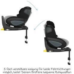 Reboarder-Kindersitz Pearl 360 ab 3 Monate - 4 Jahre (61 cm - 105 cm) 0-17,4 kg drehbar mit G-Cell-Seitenaufprallschutz - Authentic Black - Kollektion 2025