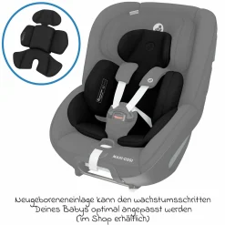 Reboarder-Kindersitz Pearl 360 ab 3 Monate - 4 Jahre (61 cm - 105 cm) 0-17,4 kg drehbar mit G-Cell-Seitenaufprallschutz - Authentic Black - Kollektion 2025