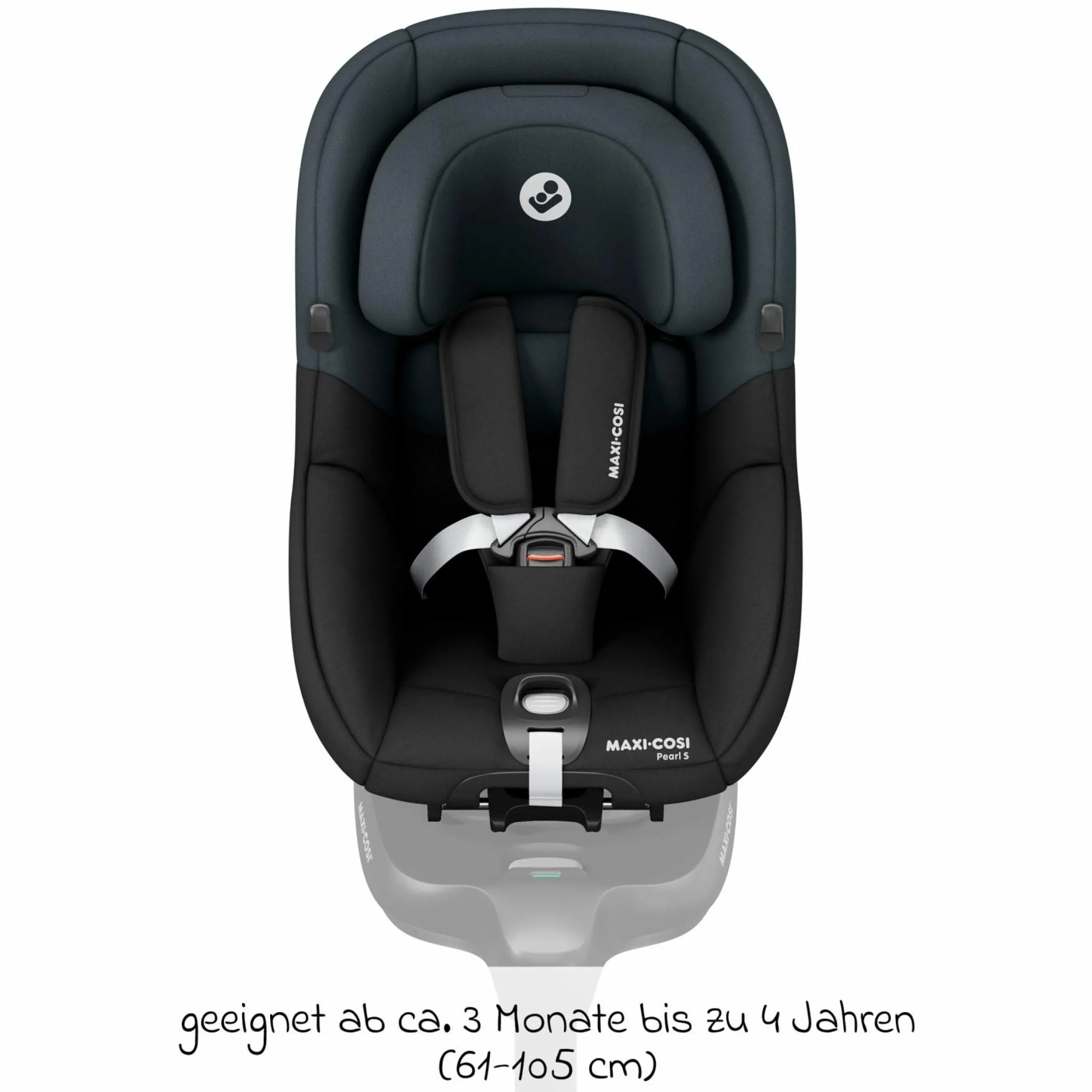 Reboarder-Kindersitz Pearl S i-Size ab 3 Monate - 4 Jahre (61 cm - 105 cm) inkl. Isofix-Basis FamilyFix S, Schutzunterlage & Schnullertasche - Tonal Black - Kollektion 2025