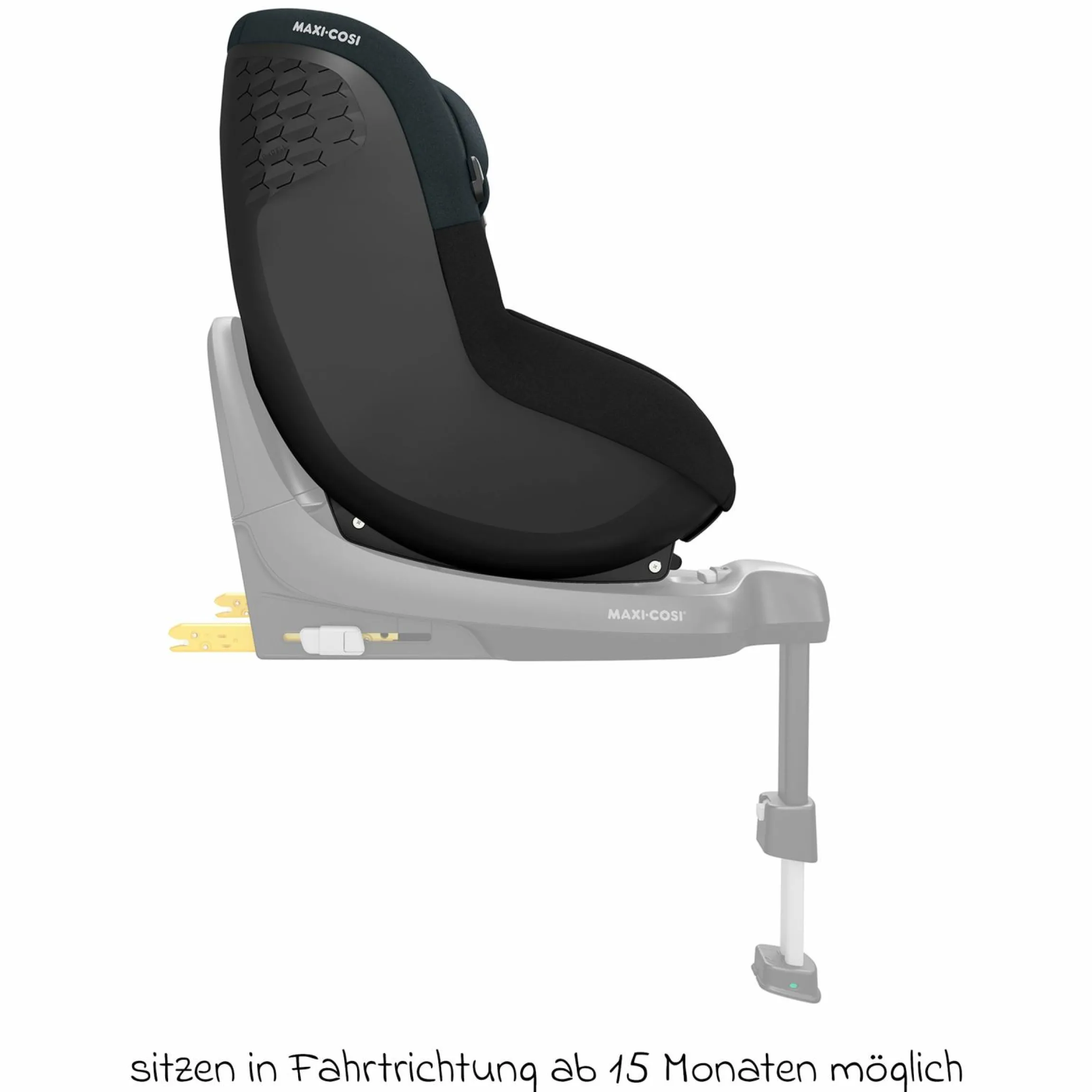Reboarder-Kindersitz Pearl S i-Size ab 3 Monate - 4 Jahre (61 cm - 105 cm) inkl. Isofix-Basis FamilyFix S, Schutzunterlage & Schnullertasche - Tonal Black - Kollektion 2025
