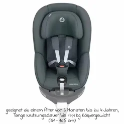 Reboarder-Kindersitz Pearl 360 ab 3 Monate - 4 Jahre (61 cm - 105 cm) 0-17,4 kg drehbar mit G-Cell-Seitenaufprallschutz - Authentic Graphite - Kollektion 2025