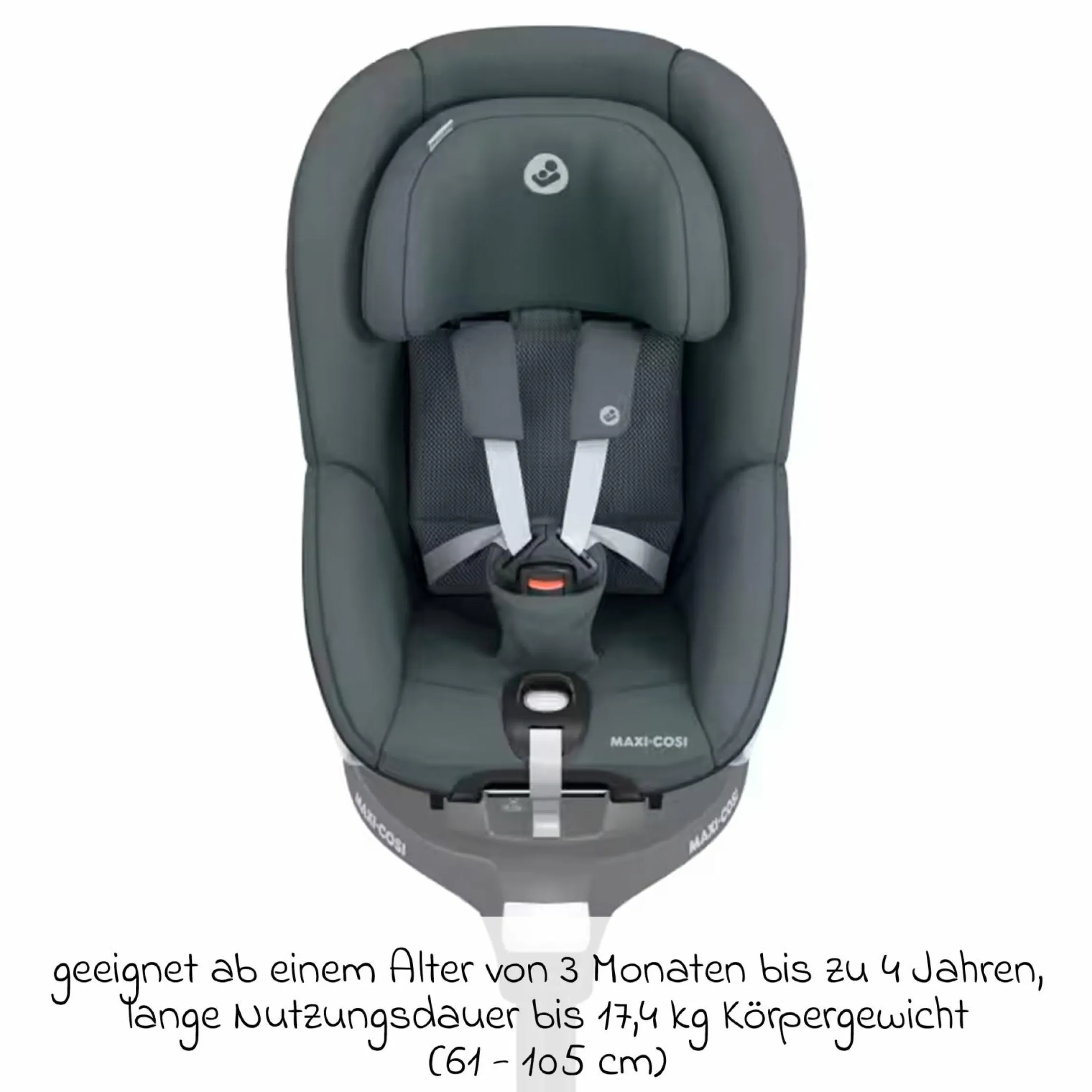 Reboarder-Kindersitz Pearl 360 ab 3 Monate - 4 Jahre (61 cm - 105 cm) 0-17,4 kg drehbar mit G-Cell-Seitenaufprallschutz - Authentic Graphite - Kollektion 2025
