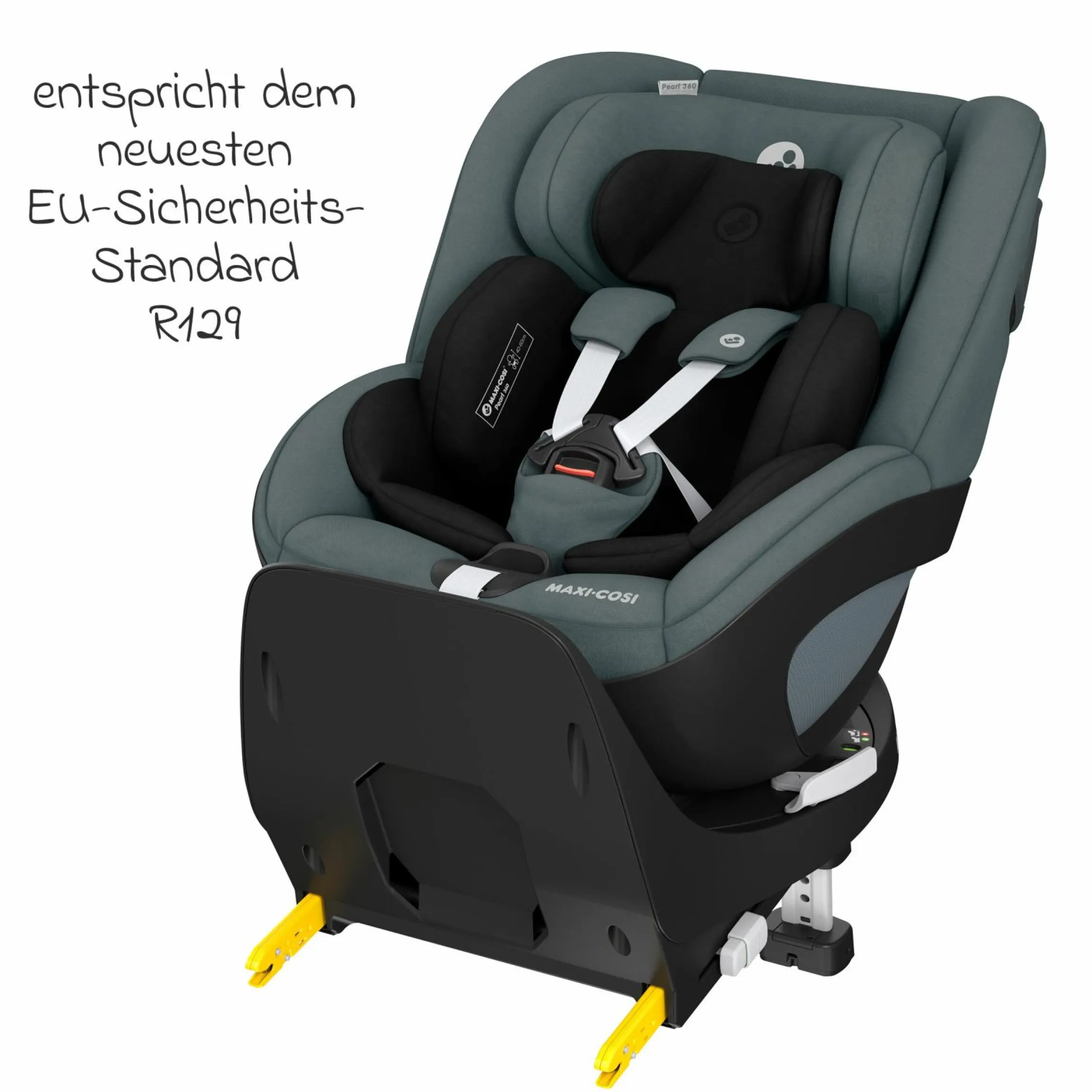 Reboarder-Kindersitz Pearl 360 ab 3 Monate - 4 Jahre (61 cm - 105 cm) 0-17,4 kg drehbar mit G-Cell-Seitenaufprallschutz - Authentic Graphite - Kollektion 2025