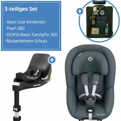 Reboarder-Kindersitz Pearl 360 drehbar ab 3 Monate - 4 Jahre (61 cm - 105 cm) 0-17,4 kg inkl. Isofix-Basis FamilyFix 360 & Rückenlehnenschutz - Authentic Graphite