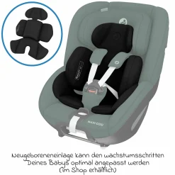 Reboarder-Kindersitz Pearl 360 ab 3 Monate - 4 Jahre (61 cm - 105 cm) 0-17,4 kg drehbar mit G-Cell-Seitenaufprallschutz - Authentic Green - Kollektion 2025