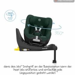 Reboarder-Kindersitz Pearl 360 drehbar ab 3 Monate - 4 Jahre (61 cm - 105 cm) 0-17,4 kg inkl. Isofix-Basis FamilyFix 360, Schutzunterlage & Spieluhr - Authentic Black - Kollektion 2025