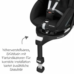 Reboarder-Kindersitz Pearl 360 drehbar ab 3 Monate - 4 Jahre (61 cm - 105 cm) 0-17,4 kg inkl. Isofix-Basis FamilyFix 360, Schutzunterlage & Spieluhr - Authentic Black - Kollektion 2025