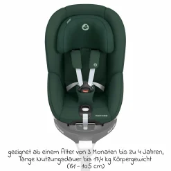Reboarder-Kindersitz Pearl 360 drehbar ab 3 Monate - 4 Jahre (61 cm - 105 cm) 0-17,4 kg inkl. Isofix-Basis FamilyFix 360, Schutzunterlage & Spieluhr - Authentic Green - Kollektion 2025