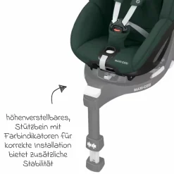 Reboarder-Kindersitz Pearl 360 drehbar ab 3 Monate - 4 Jahre (61 cm - 105 cm) 0-17,4 kg inkl. Isofix-Basis FamilyFix 360, Schutzunterlage & Spieluhr - Authentic Green - Kollektion 2025