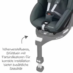 Reboarder-Kindersitz Pearl 360 drehbar ab 3 Monate - 4 Jahre (61 cm - 105 cm) 0-17,4 kg inkl. Isofix-Basis FamilyFix 360, Schutzunterlage & Spieluhr - Authentic Graphite - Kollektion 2025
