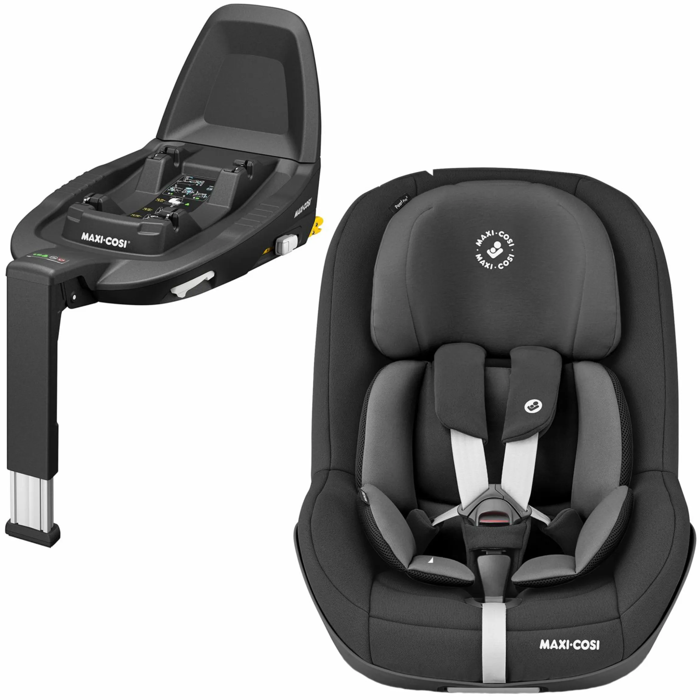 Reboarder-Kindersitz Pearl Pro 2 i-Size ab 6 Monate - 4 Jahre (67 cm - 105 cm) inkl. FamilyFix 3 i-Size Base - Authentic Black