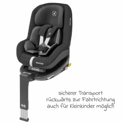 Reboarder-Kindersitz Pearl Pro 2 i-Size ab 6 Monate - 4 Jahre (67 cm - 105 cm) inkl. FamilyFix 3 i-Size Base & Schutzunterlage - Authentic Black - Kollektion 2025