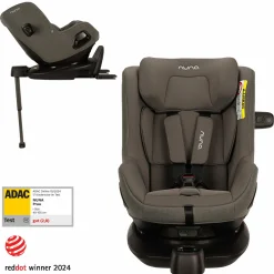 Reboarder-Kindersitz PRUU i-Size 360° drehbar ab Geburt bis 4 Jahre (40 cm - 105 cm) inkl. Basisstation & Sitzverkleinerer - Granite - Kollektion 2025