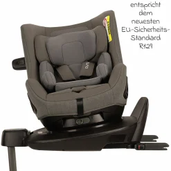 Reboarder-Kindersitz PRUU i-Size 360° drehbar ab Geburt bis 4 Jahre (40 cm - 105 cm) inkl. Basisstation & Sitzverkleinerer - Granite - Kollektion 2025