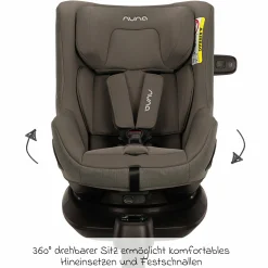 Reboarder-Kindersitz PRUU i-Size 360° drehbar ab Geburt bis 4 Jahre (40 cm - 105 cm) inkl. Basisstation & Sitzverkleinerer - Granite - Kollektion 2025