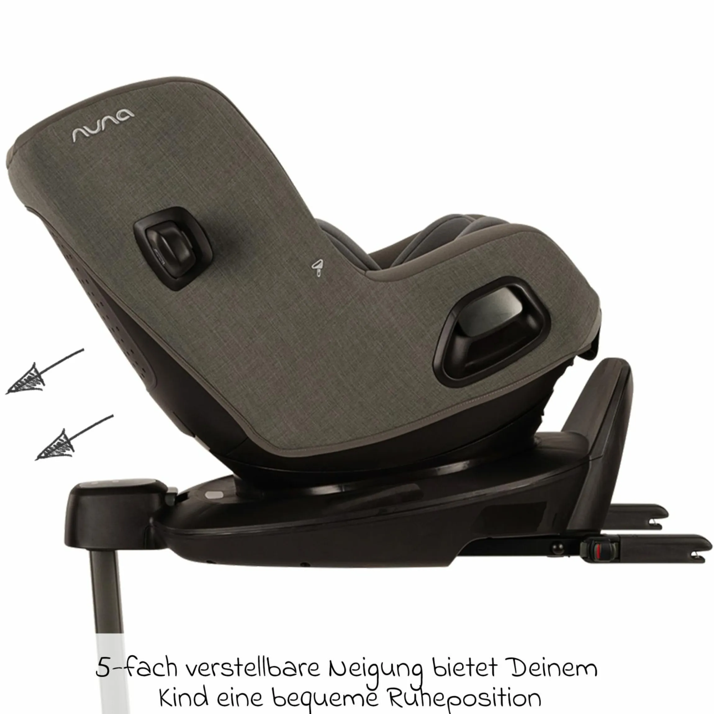 Reboarder-Kindersitz PRUU i-Size 360° drehbar ab Geburt bis 4 Jahre (40 cm - 105 cm) inkl. Basisstation & Sitzverkleinerer - Granite - Kollektion 2025