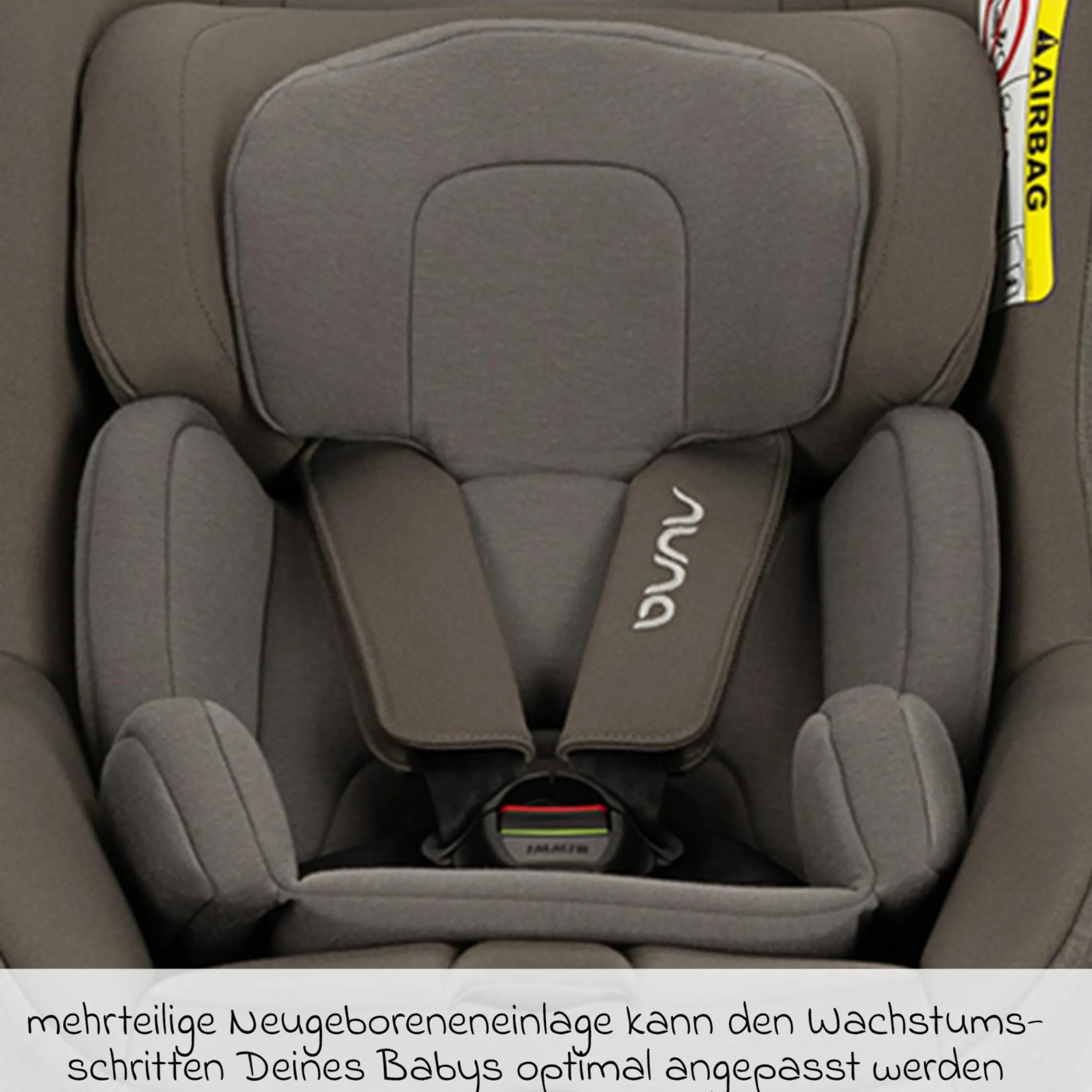 Reboarder-Kindersitz PRUU i-Size 360° drehbar ab Geburt bis 4 Jahre (40 cm - 105 cm) inkl. Basisstation & Sitzverkleinerer - Granite - Kollektion 2025