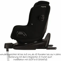 Reboarder-Kindersitz PRUU i-Size 360° drehbar ab Geburt bis 4 Jahre (40 cm - 105 cm) inkl. Basisstation & Sitzverkleinerer - Caviar - Kollektion 2025