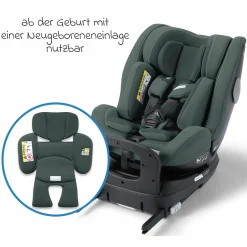 Reboarder-Kindersitz Salia 125 i-Size ab Geburt bis 7 Jahre (40 cm - 125 cm) drehbar mit Isofix-Basis - Mineral Green - Kollektion 2025
