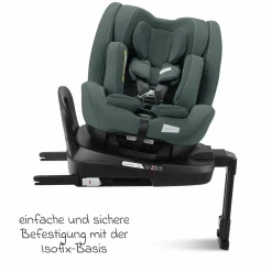 Reboarder-Kindersitz Salia 125 i-Size ab Geburt bis 7 Jahre (40 cm - 125 cm) drehbar mit Isofix-Basis - Mineral Green - Kollektion 2025