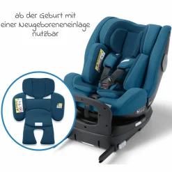 Reboarder-Kindersitz Salia 125 i-Size ab Geburt bis 7 Jahre (40 cm - 125 cm) drehbar mit Isofix-Basis - Steel Blue - Kollektion 2025
