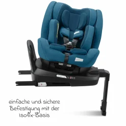 Reboarder-Kindersitz Salia 125 i-Size ab Geburt bis 7 Jahre (40 cm - 125 cm) drehbar mit Isofix-Basis - Steel Blue - Kollektion 2025