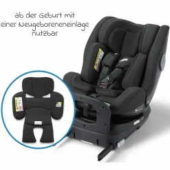 Reboarder-Kindersitz Salia 125 i-Size ab Geburt bis 7 Jahre (40 cm - 125 cm) drehbar mit Isofix-Basis - Fibre Black - Kollektion 2025