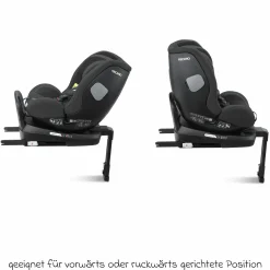 Reboarder-Kindersitz Salia 125 i-Size ab Geburt bis 7 Jahre (40 cm - 125 cm) drehbar mit Isofix-Basis - Fibre Black - Kollektion 2025