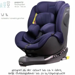 Reboarder-Kindersitz Sperber-Fix i-Size 40 cm - 105 cm / ab der Geburt bis 4 Jahre mit Isofix - Atlantic Blue - Kollektion 2025