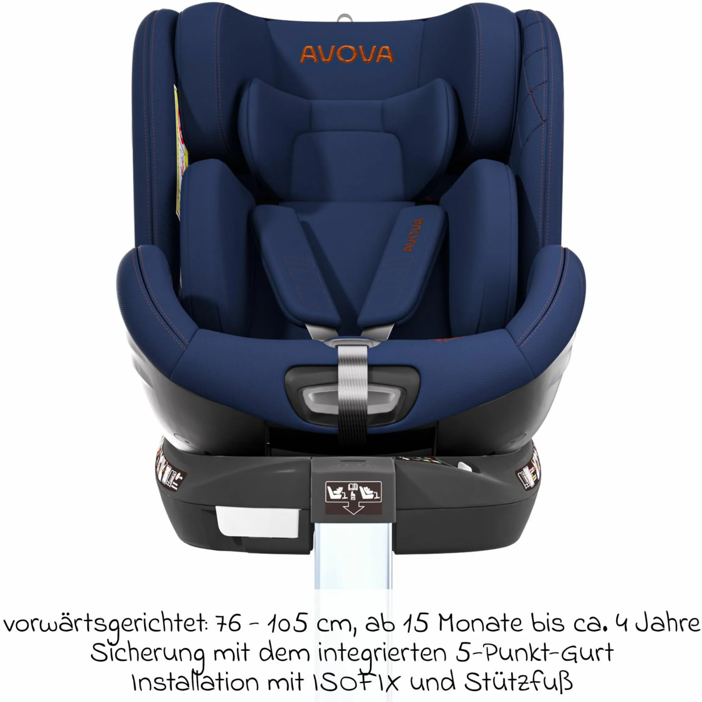 Reboarder-Kindersitz Swan-Fix i-Size ab Geburt bis 7 Jahre (40 cm -125 cm) inkl. Isofix-Basis - River Blue