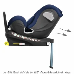 Reboarder-Kindersitz Swan-Fix i-Size ab Geburt bis 7 Jahre (40 cm -125 cm) inkl. Isofix-Basis - River Blue