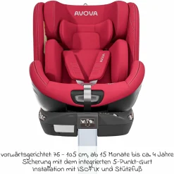 Reboarder-Kindersitz Swan-Fix i-Size ab Geburt bis 7 Jahre (40 cm -125 cm) inkl. Isofix-Basis - Maple Red