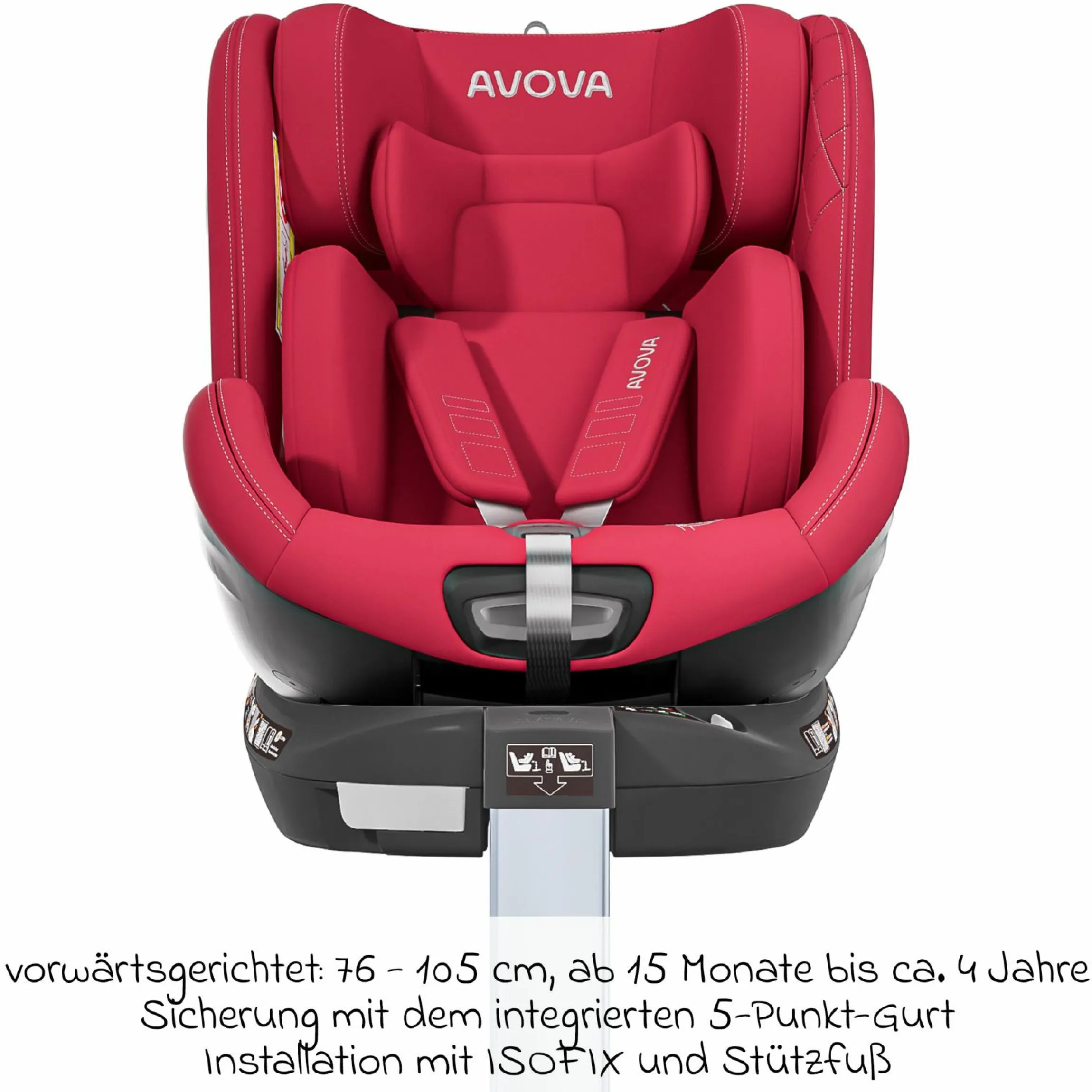 Reboarder-Kindersitz Swan-Fix i-Size ab Geburt bis 7 Jahre (40 cm -125 cm) inkl. Isofix-Basis - Maple Red