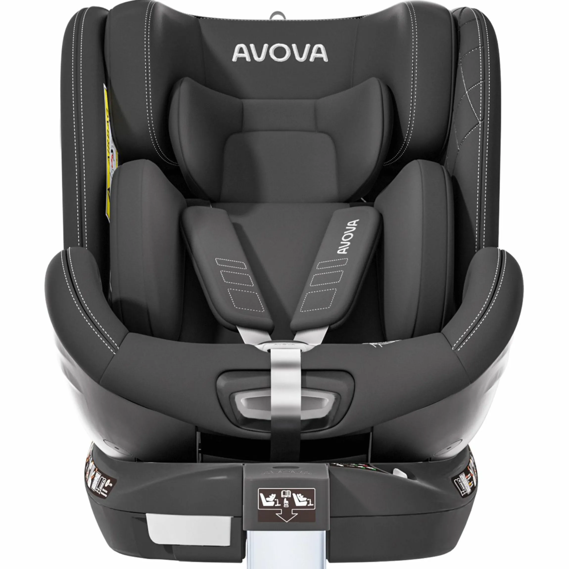 Reboarder-Kindersitz Swan-Fix i-Size ab Geburt bis 7 Jahre (40 cm -125 cm) inkl. Isofix-Basis - Pearl Black
