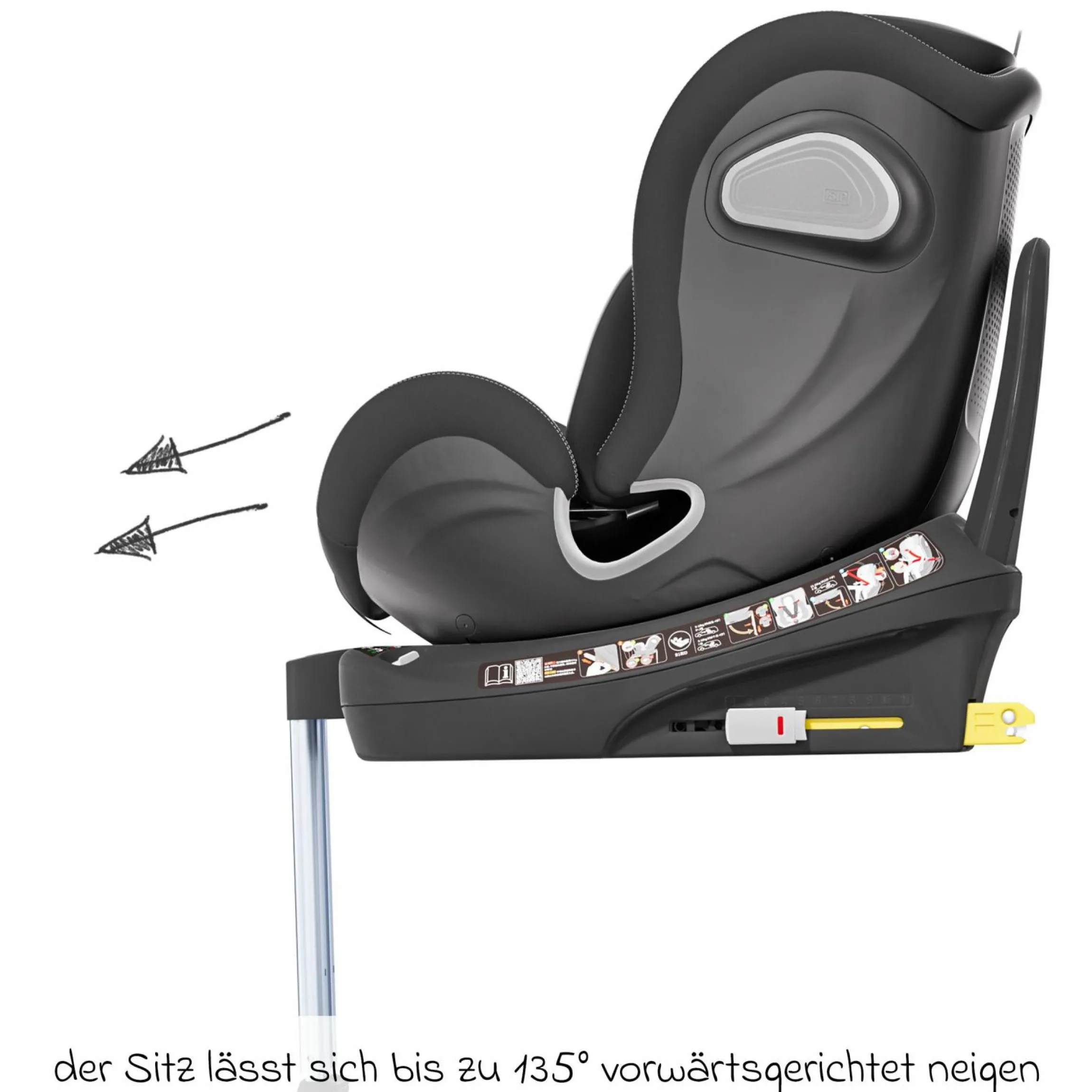 Reboarder-Kindersitz Swan-Fix i-Size ab Geburt bis 7 Jahre (40 cm -125 cm) inkl. Isofix-Basis - Pearl Black