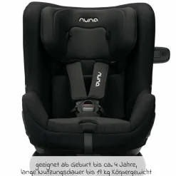 Reboarder-Kindersitz TODL next i-Size 360° inkl. Base Curve drehbar ab Geburt bis 4 Jahre (40 cm - 105 cm) mit Sitzverkleinerer, Polsterschutz & Spieltier - Caviar