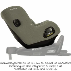 Reboarder-Kindersitz TODL next i-Size 360° inkl. Base Curve drehbar ab Geburt bis 4 Jahre (40 cm - 105 cm) mit Sitzverkleinerer, Polsterschutz & Spieltier - Pine