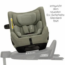 Reboarder-Kindersitz TODL next i-Size 360° inkl. Base Curve drehbar ab Geburt bis 4 Jahre (40 cm - 105 cm) mit Sitzverkleinerer, Polsterschutz & Spieltier - Pine